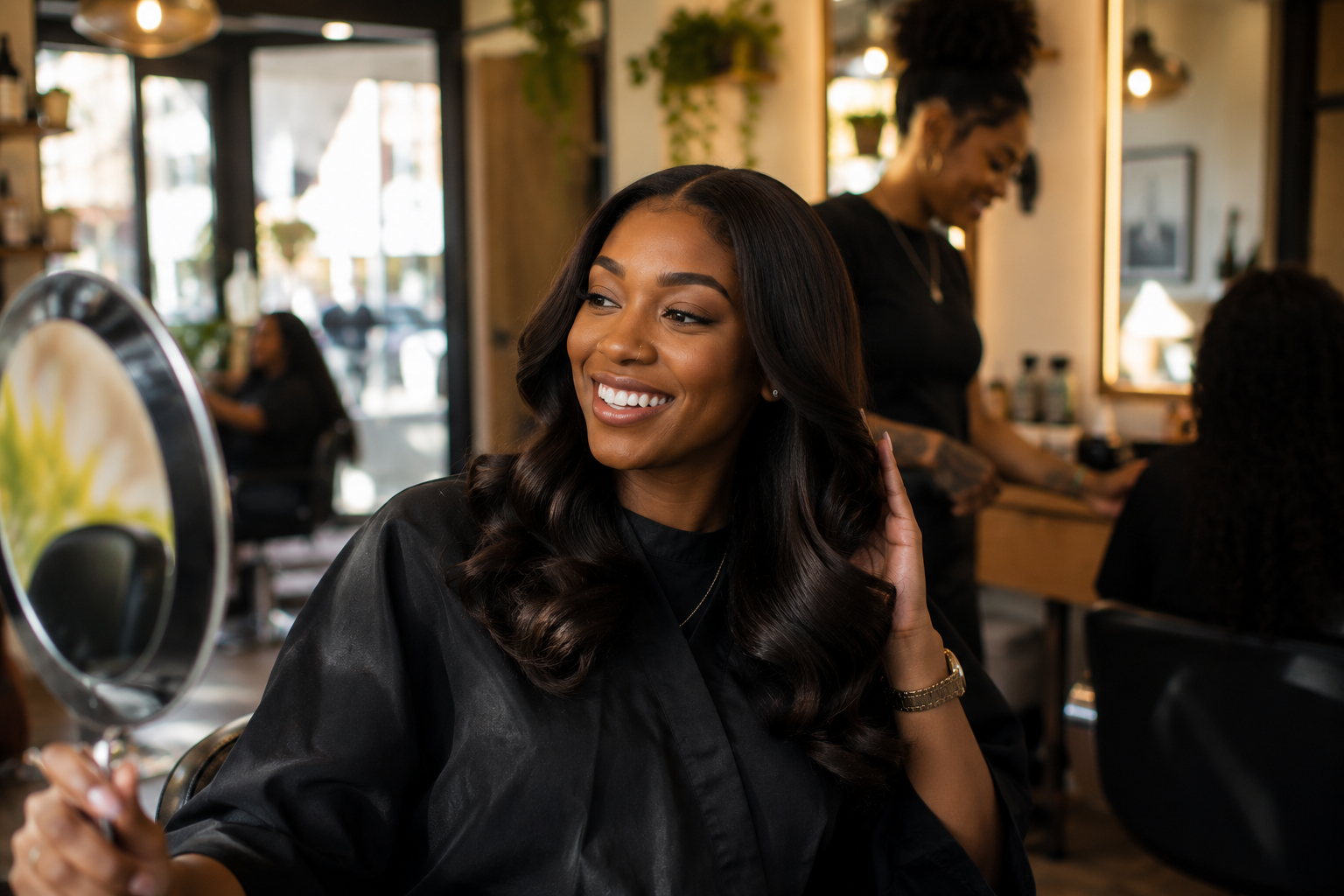 Happy customer at salon